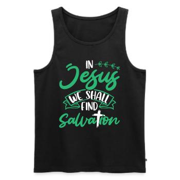 In Jesus we will find salvation Bible verse - Men's Premium Organic Tank Top - black - Front - AI Model Male 178 light (178cm)