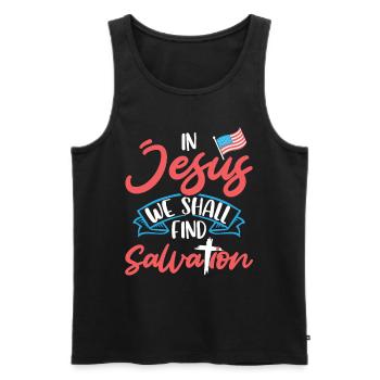 In Jesus Werden Wir Rettung Finden Amerikanische - Männer Premium Bio Tank Top - Schwarz - Vorne - AI Model Male 178 light (178cm)