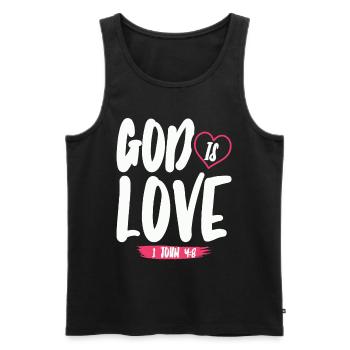 Dieu est Amour Chrétien Bible Verset Foi - Débardeur bio Premium Homme - noir - Devant - Michal (187cm)