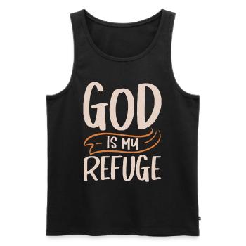Gott Ist Meine Zuflucht Christlicher Bibelvers - Männer Premium Bio Tank Top - Schwarz - Vorne - Michal (187cm)