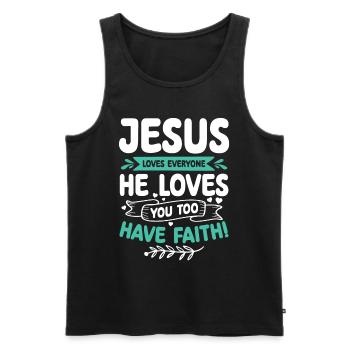 Jésus aime chaque verset biblique Croyez Jésus-Christ - Débardeur bio Premium Homme - noir - Devant - Michal (187cm)