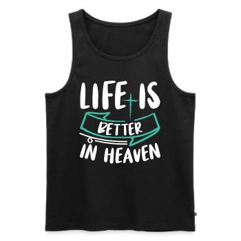 La vie est meilleure au ciel Verset biblique Foi - Débardeur bio Premium Homme - noir - Devant - Michal (187cm)