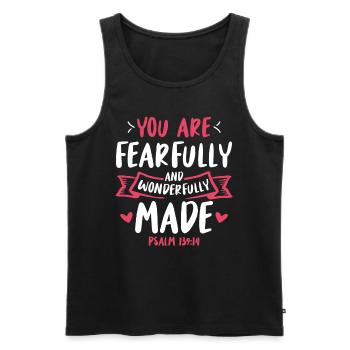 Du Bist Furchtbar Und Wunderbar Gemacht Bibelvers - Männer Premium Bio Tank Top - Schwarz - Vorne - AI Model Male 178 light (178cm)