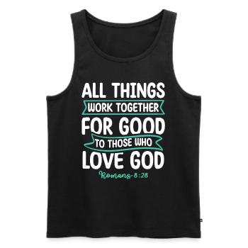 All things work together for good Bible verse - Men's Premium Organic Tank Top - black - Front - AI Model Male 178 light (178cm)