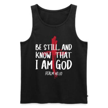 Be silent and know that I am God Psalm - Men's Premium Organic Tank Top - black - Front - AI Model Male 178 light (178cm)