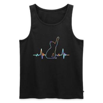 Heartbeat Cat Lover Animal Silhouette - Men's Premium Organic Tank Top - black - Front - Michal (187cm)