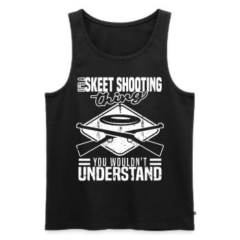 Skeets Schießen | Wurfscheibenschießen Geschenke - Männer Premium Bio Tank Top - Schwarz - Vorne - Michal (187cm)