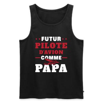 Futur Pilote d'avion comme Papa - Débardeur bio Premium Homme - noir - Devant - AI Model Male 178 light (178cm)