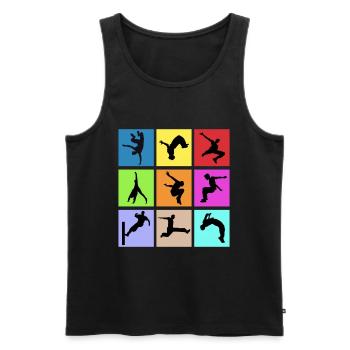 Free running - Men's Premium Organic Tank Top - black - Front - AI Model Male 178 light (178cm)