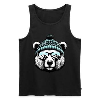 Funny Bear with Knitted Hat Ski Holiday Snowboard - Men's Premium Organic Tank Top - black - Front - AI Model Male 178 light (178cm)