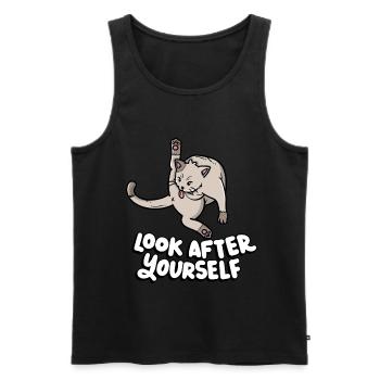 Look After Yourself Kitten Lover - Men's Premium Organic Tank Top - black - Front - Michal (187cm)