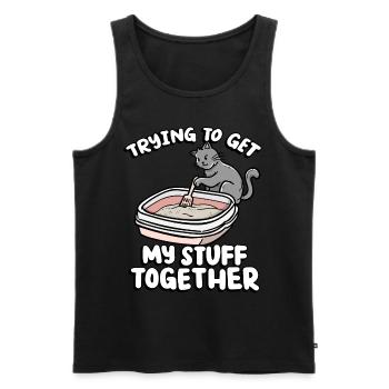 Trying To Get My Stuff Together Funny Kitten - Men's Premium Organic Tank Top - black - Front - AI Model Male 178 light (178cm)