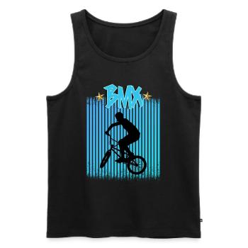 BMX / BMX Rad / Fahrrad / Geschenk / Radfahrer - Männer Premium Bio Tank Top - Schwarz - Vorne - Michal (187cm)