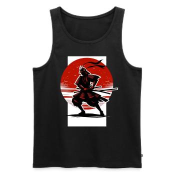 Japanische Samurai Silhouette Vintage Kämpfer - Männer Premium Bio Tank Top - Schwarz - Vorne - AI Model Male 178 light (178cm)