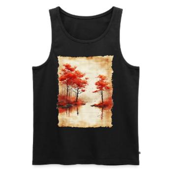 Classic Scenery Papyrus Scroll Onsen Japanese - Men's Premium Organic Tank Top - black - Front - AI Model Male 178 light (178cm)