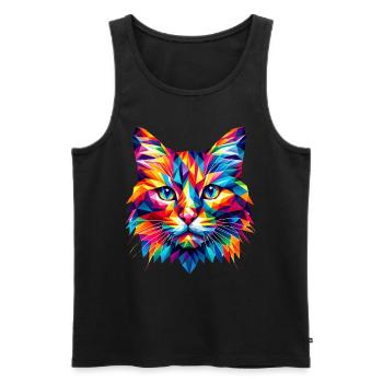 Mosaic Poly Art Crystal Kitten Lover Colorful - Men's Premium Organic Tank Top - black - Front - AI Model Male 178 light (178cm)