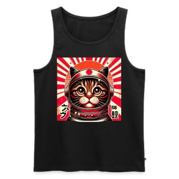Vintage Japanese Kitten Retro Cute Sunset - Men's Premium Organic Tank Top - black - Front - AI Model Male 178 light (178cm)