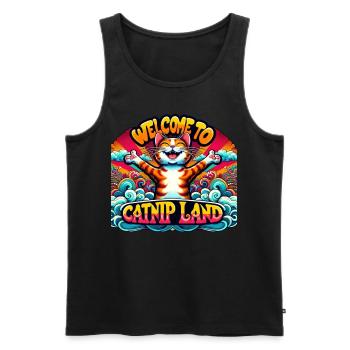 Welcome to Catnip Land Kitten Lover Fantasy - Men's Premium Organic Tank Top - black - Front - AI Model Male 178 light (178cm)