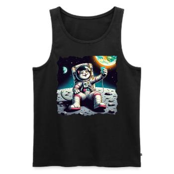 Moon Selfie Kitten Lover Earth Pet - Men's Premium Organic Tank Top - black - Front - Michal (187cm)