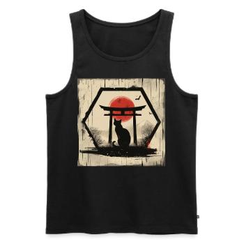 Sunset Retro Japanese Art Torii - Men's Premium Organic Tank Top - black - Front - Michal (187cm)