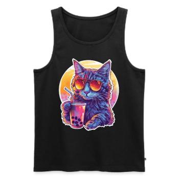 Bubble Tea Getränk Lover Kitten Drink Comic - Men's Premium Organic Tank Top - black - Front - AI Model Male 178 light (178cm)