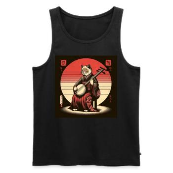Sunset Musician Papyrus Scroll Japanese - Men's Premium Organic Tank Top - black - Front - AI Model Male 178 light (178cm)