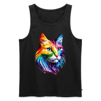 Lgbt Silhouette Poly Art Crystal Kitten Lover - Men's Premium Organic Tank Top - black - Front - AI Model Male 178 light (178cm)