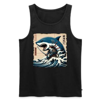 Shark Fisherman Japanese Wave Art Fishing - Men's Premium Organic Tank Top - black - Front - AI Model Male 178 light (178cm)