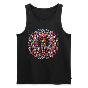 Barocke Kunst Vintage Kätzchen Lover Mandala - Männer Premium Bio Tank Top - Schwarz - Vorne - AI Model Male 178 light (178cm)