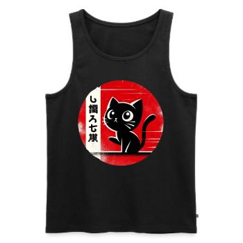 Silhouette Japanese Kitten Retro Cute - Men's Premium Organic Tank Top - black - Front - AI Model Male 178 light (178cm)