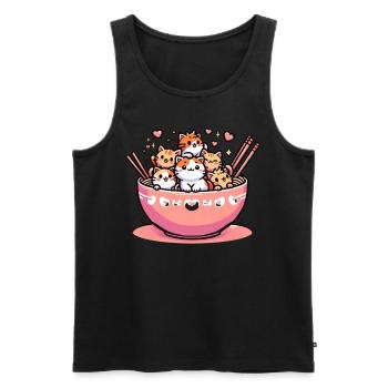Kätzchen Nudel Liebhaber Japanisch Niedlich - Männer Premium Bio Tank Top - Schwarz - Vorne - Michal (187cm)