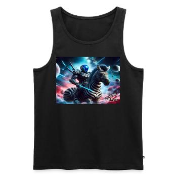 Cyber-Roboter mit Schwert auf Zebra - Männer Premium Bio Tank Top - Schwarz - Vorne - Michal (187cm)