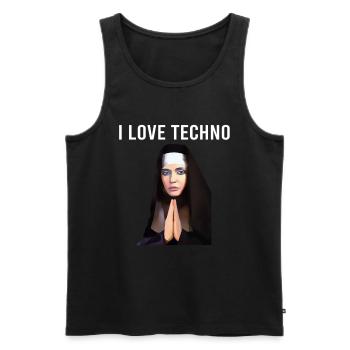 I Love Techno Nonne - Männer Premium Bio Tank Top - Schwarz - Vorne - AI Model Male 178 light (178cm)