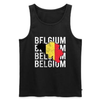 Belgium Vintage Map - Men's Premium Organic Tank Top - black - Front - AI Model Male 178 light (178cm)