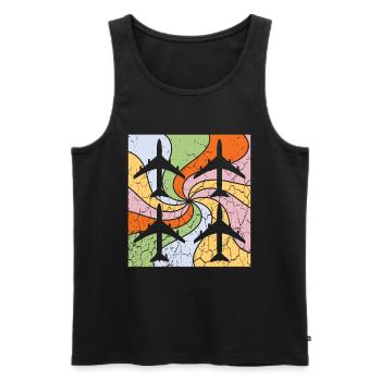Mandala Flugzeuge Muster - Männer Premium Bio Tank Top - Schwarz - Vorne - AI Model Male 178 light (178cm)