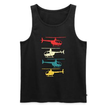 Retro Helikopter - Männer Premium Bio Tank Top - Schwarz - Vorne - AI Model Male 178 light (178cm)