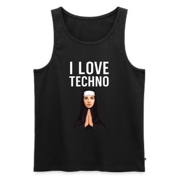 Techno ist meine Religion - Männer Premium Bio Tank Top - Schwarz - Vorne - Michal (187cm)
