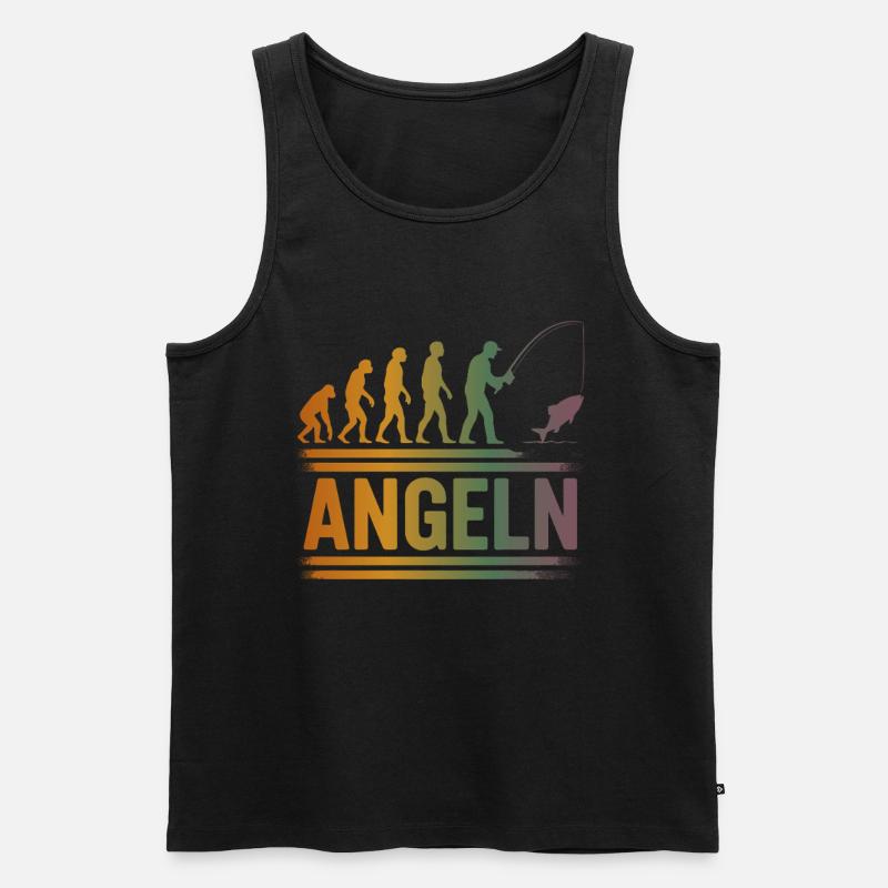 Evolution zum Angler - Männer Premium Bio Tank Top - Schwarz