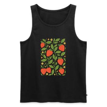 Berry Magic Strawberries - Men's Premium Organic Tank Top - black - Front - Michal (187cm)