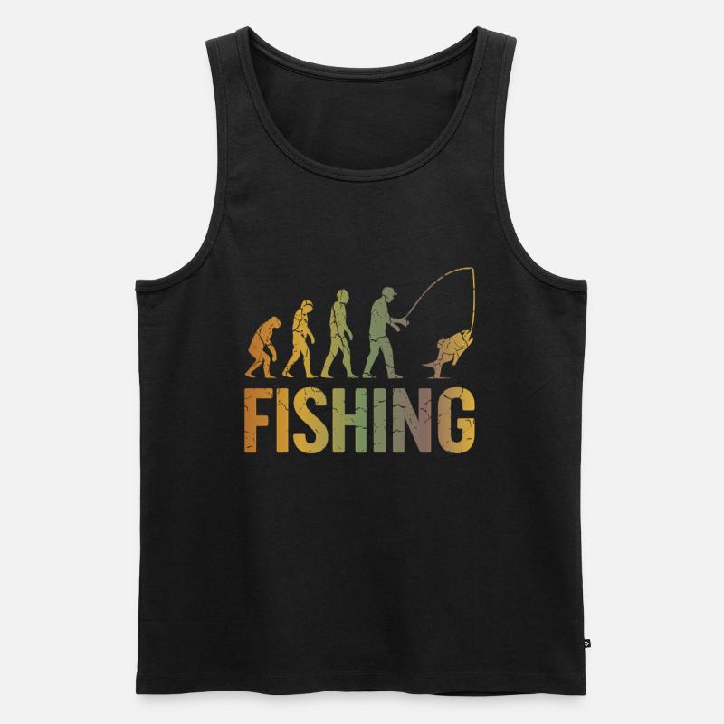 Evolution fürs Angeln - Männer Premium Bio Tank Top - Schwarz