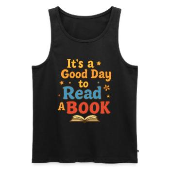 Good day to read - Men's Premium Organic Tank Top - black - Front - Michal (187cm)