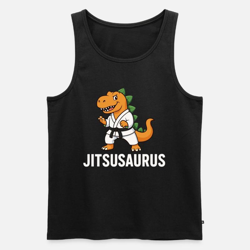 Jitsusaurus – BJJ Dino - Männer Premium Bio Tank Top - Schwarz