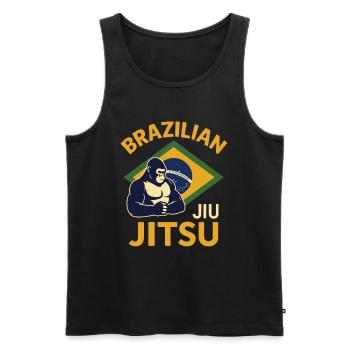 Gorille de Jiu Jitsu Brésilien - Débardeur bio Premium Homme - noir - Devant - AI Model Male 178 light (178cm)