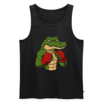 Crocodile Boxing Cartoon - Men's Premium Organic Tank Top - black - Front - Michal (187cm)