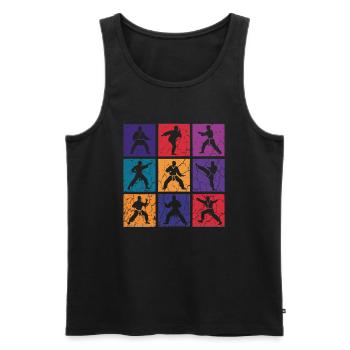 Karate Pop Art – 9 Fighters Retro - Men's Premium Organic Tank Top - black - Front - Michal (187cm)