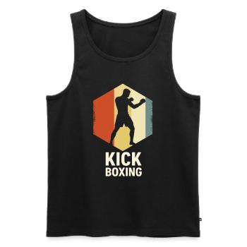 Retro Kickboxer Silhouette - Männer Premium Bio Tank Top - Schwarz - Vorne - AI Model Male 178 light (178cm)