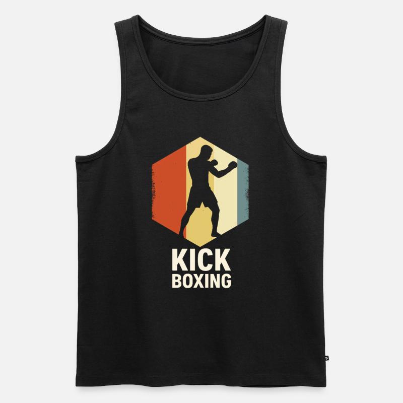 Silhouette de kickboxeur rétro - Débardeur bio Premium Homme - noir
