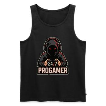 24/7 all-time gamer - Men's Premium Organic Tank Top - black - Front - Michal (187cm)