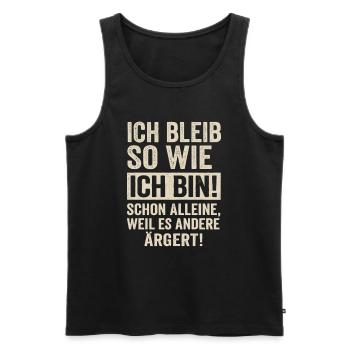 Je resterai comme je suis – en disant effrontément - Débardeur bio Premium Homme - noir - Devant - Michal (187cm)