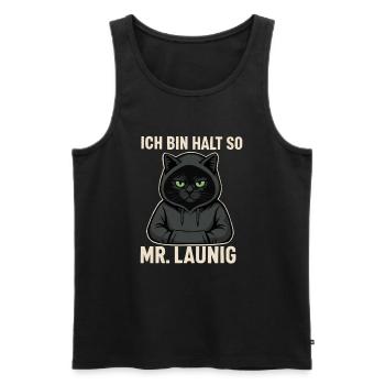 Mr. Whimsy – That's just the way I am! Miesepeter-Katzen-De - Men's Premium Organic Tank Top - black - Front - Michal (187cm)